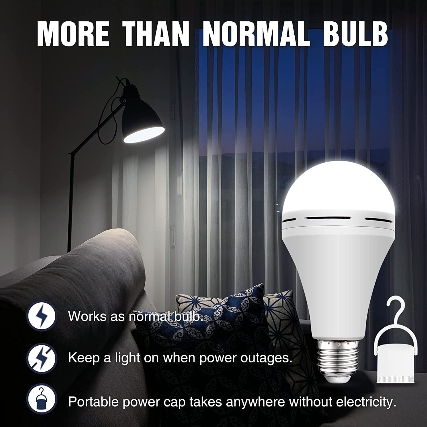 Neporal Emergency-Rechargeable-Light-Bulb, Stay Lights Up When Power Failure