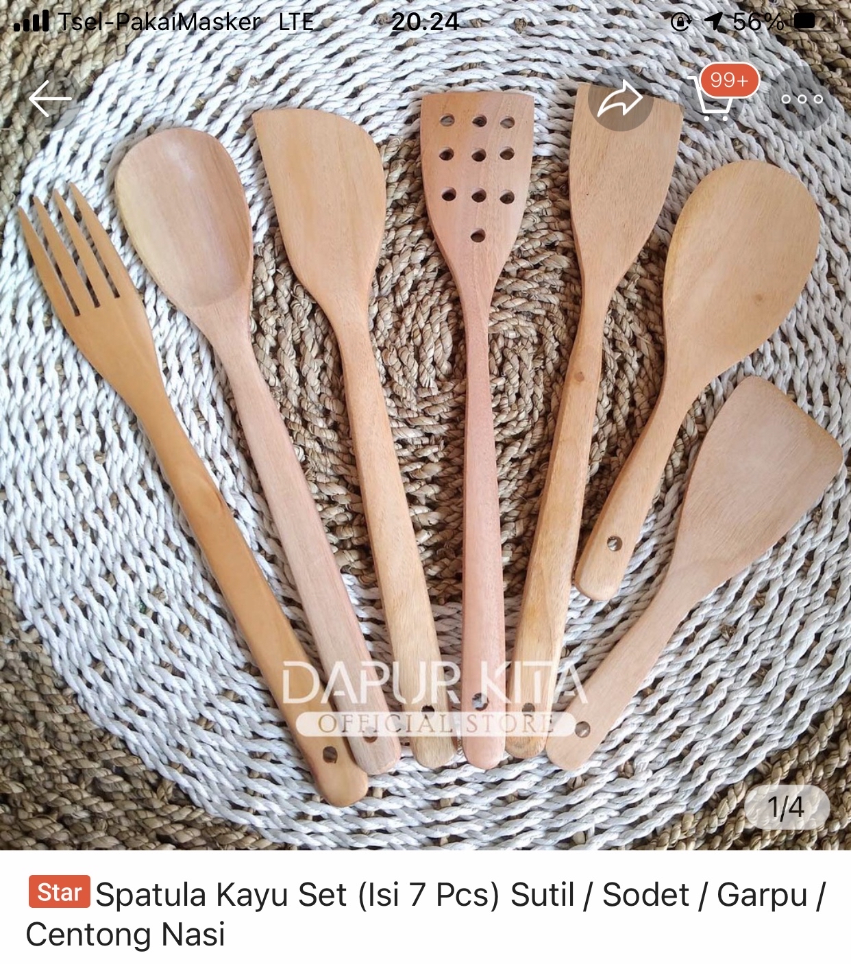27. Sutil kayu spatula sodet garpu set isi 7pc