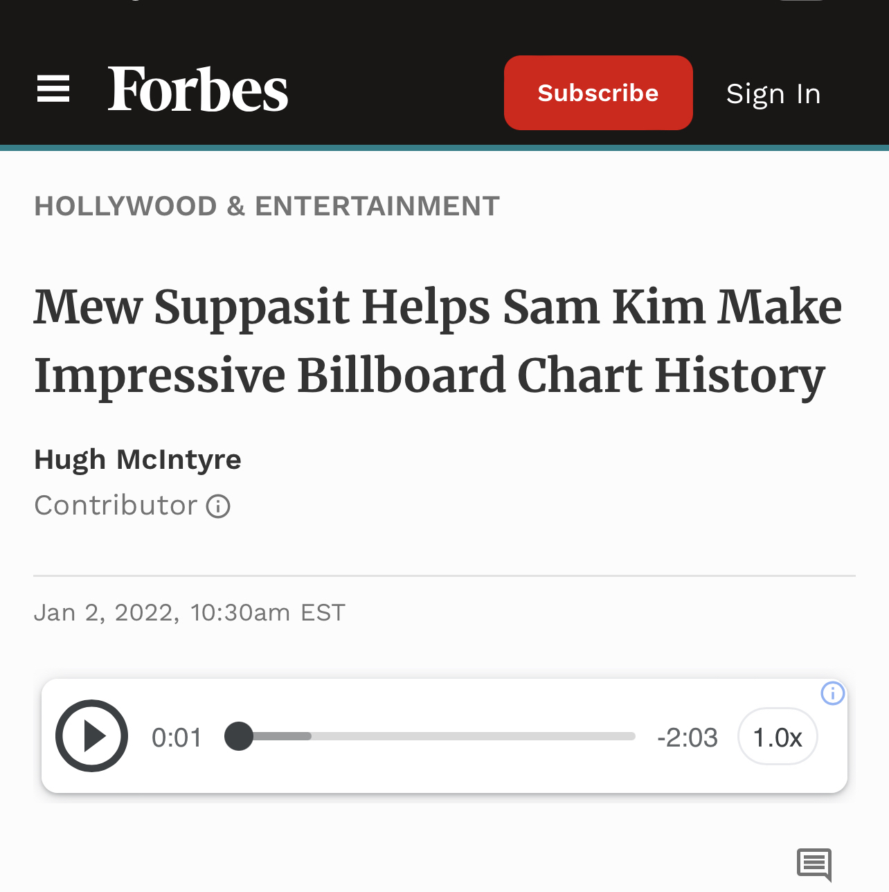 Forbes - Jan 2, 2022 (Before 4:30 She Said)