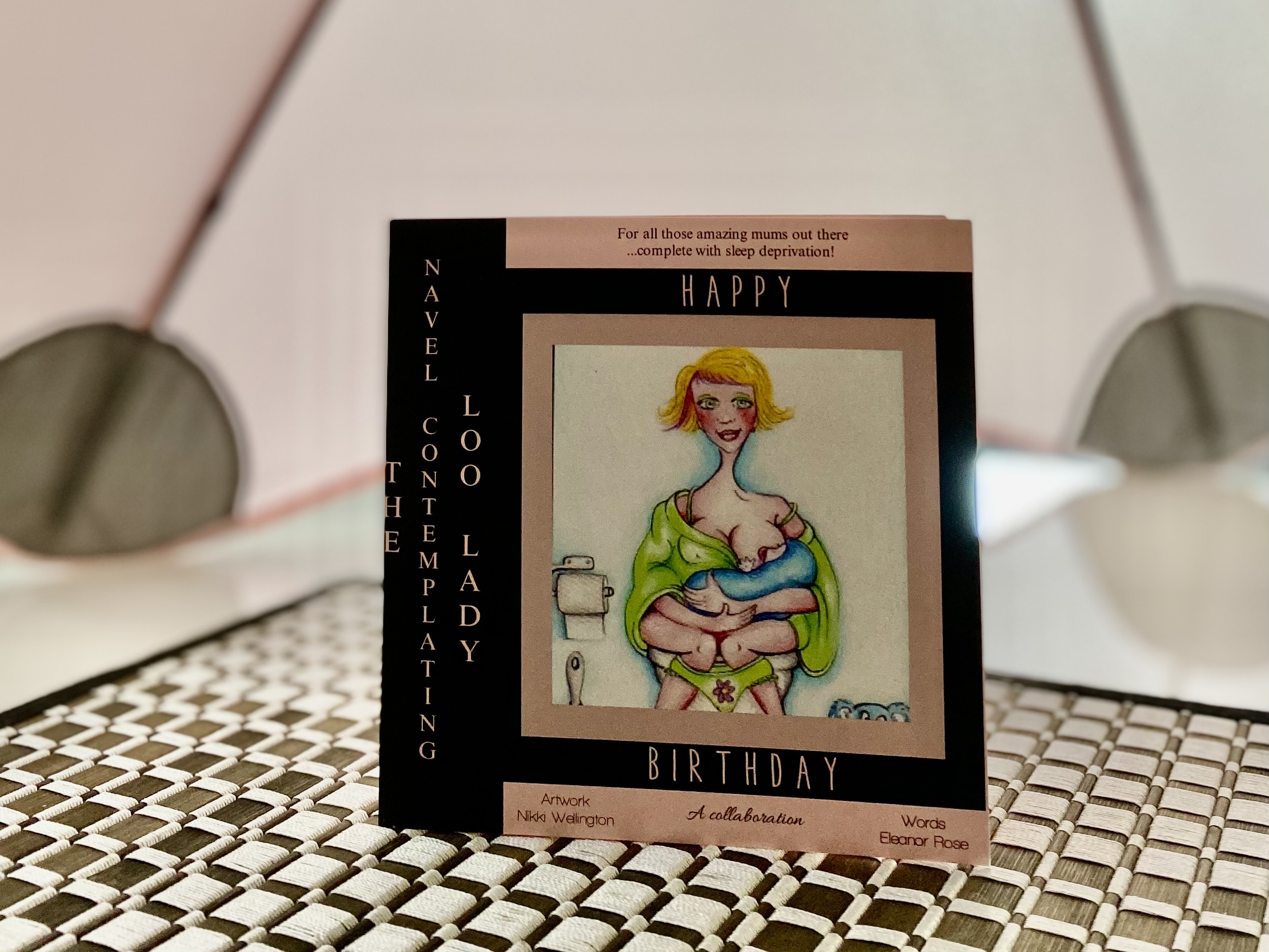 THE NAVEL CONTEMPLATING LOO LADY BIRTHDAY CARD 