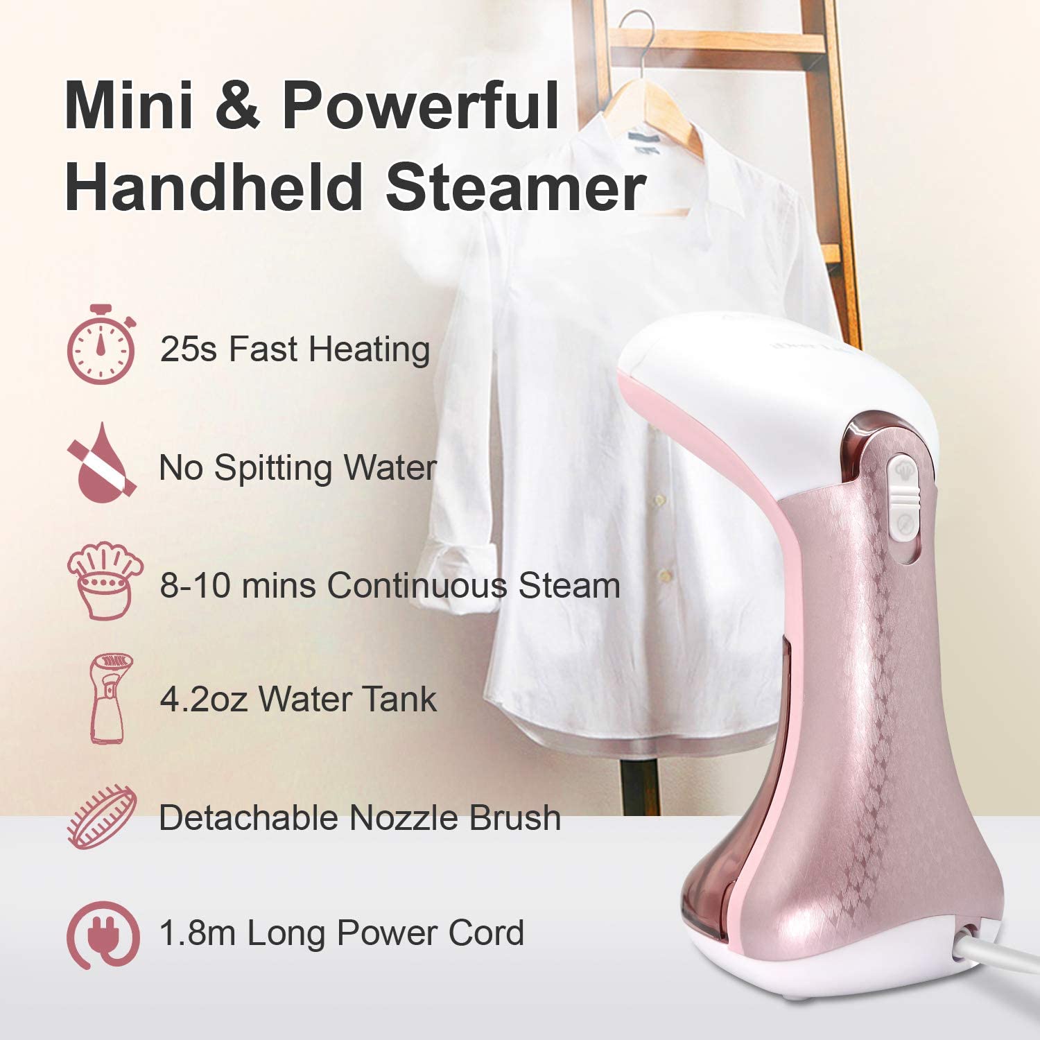 Mini Handheld Steamer for Clothes Garment, Portable Travel Garment Steamer