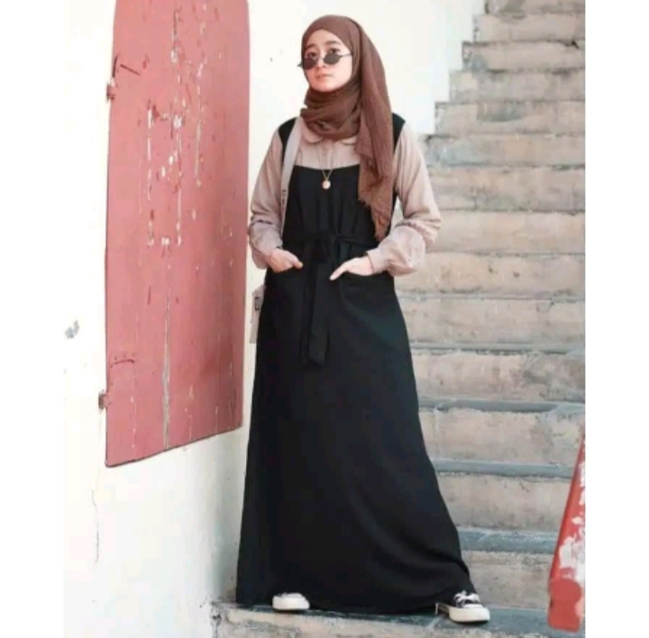 2. Belia Maxi Black | Fashion Muslim Kekinian | Gamis Remaja