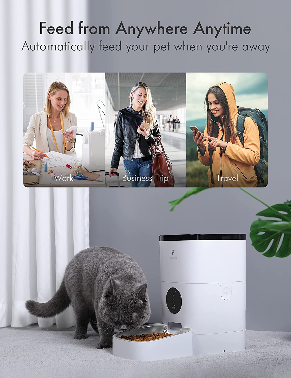 PETLIBRO Automatic Cat Feeder, Timed Cat Feeder with Desiccant Bag for Pet Dry Food, Programmable Portion Control 1-4 Meals per Day & 10s Voice Recorder for Cats and Dogs