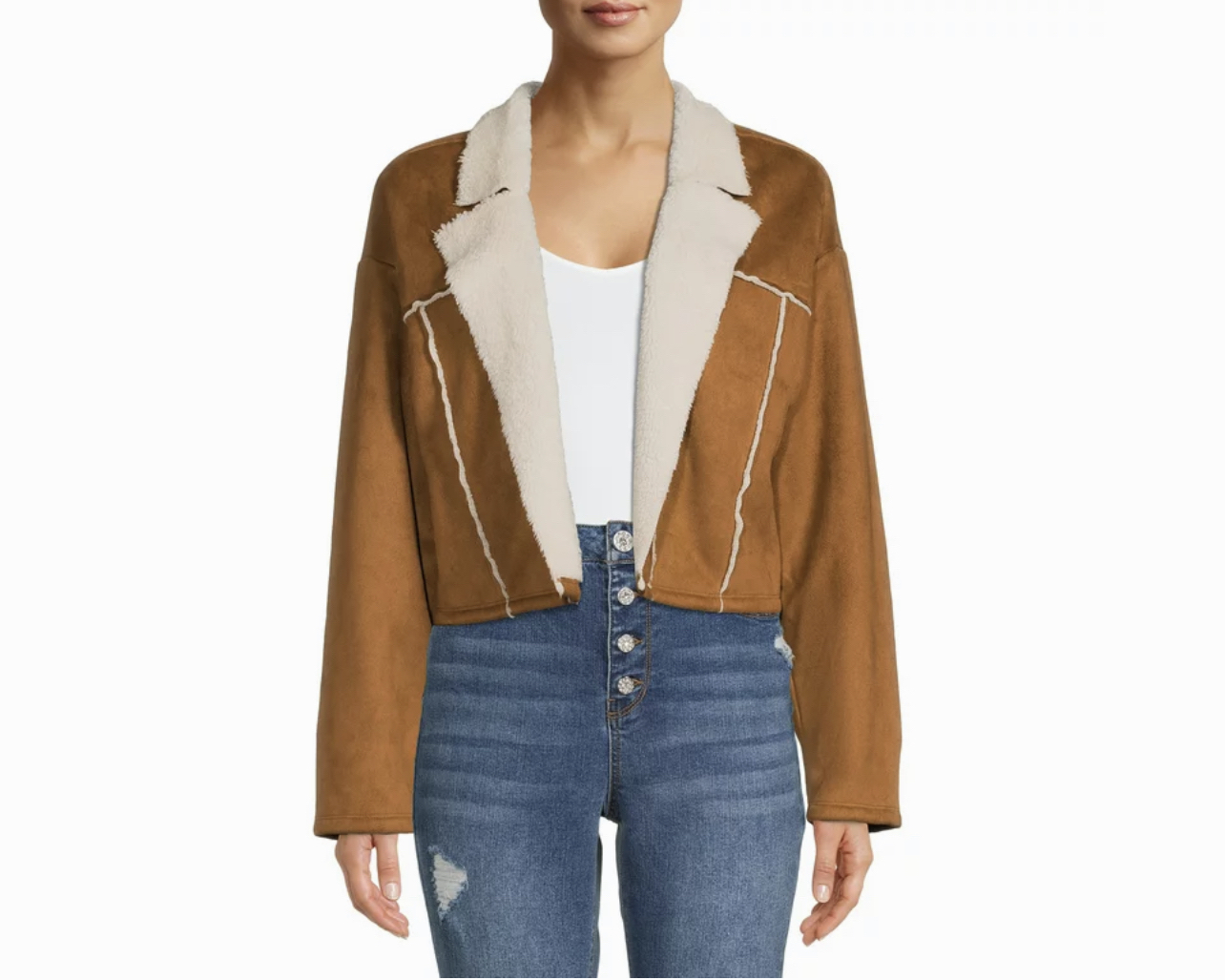 Madden NYC Faux Suede and Sherpa Jacket