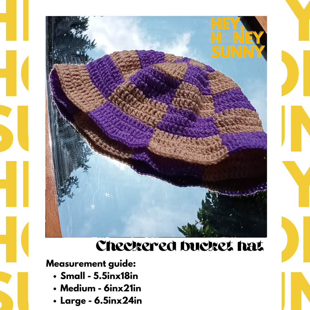 Crochet checkered bucket hat