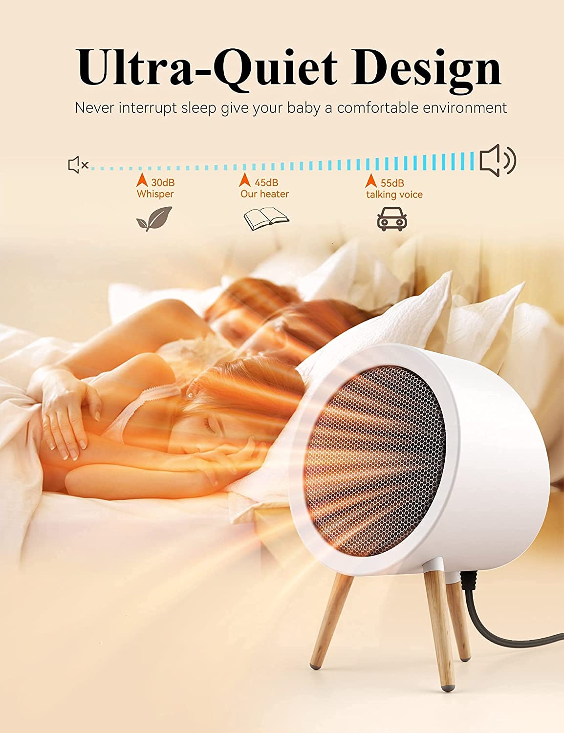 GAIATOP Space Heater, Energy Efficient Small Space Heater for Bedroom
