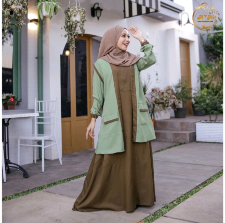 1. Elina Set Gamis + Outer Saja | Fashion Muslim