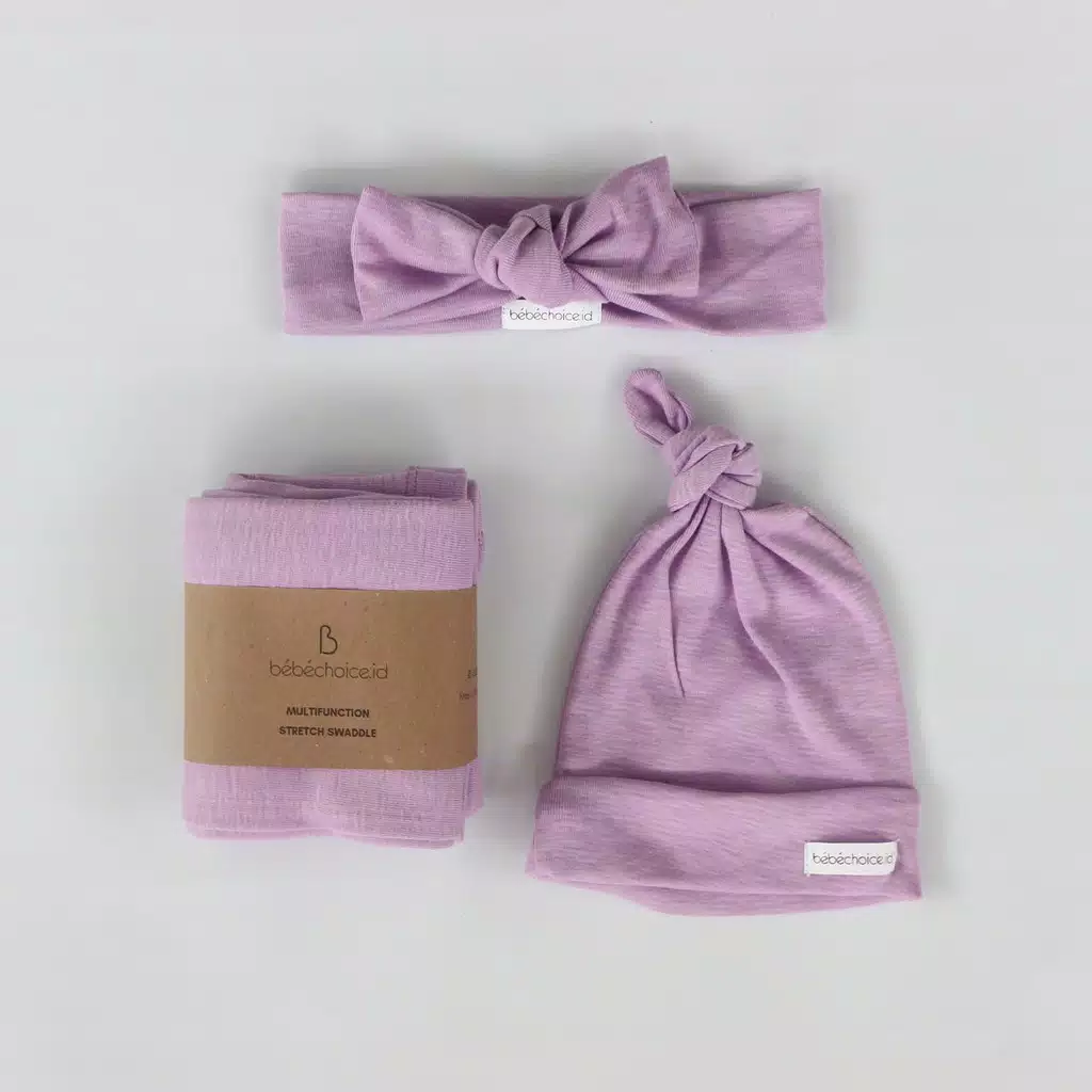 24. SWADDLE BEDONG PASTEL with head and headband