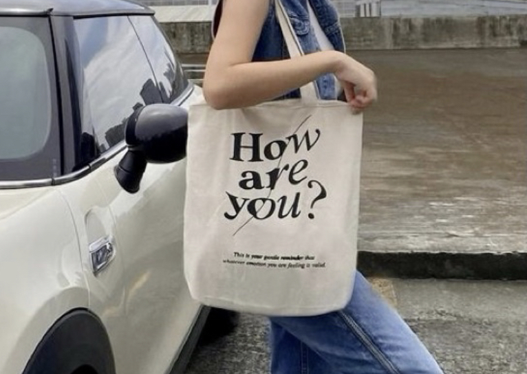 "how are you" zipper tote