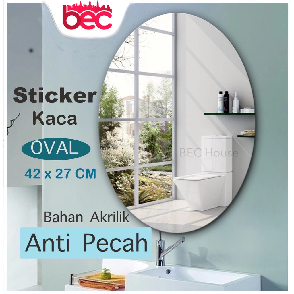 #37 Sticker cermin oval 3D